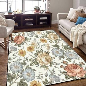 Seamless Pattern Beautiful Isolated Flowers Vintage Area Rug Manufacturers in Saint Denis